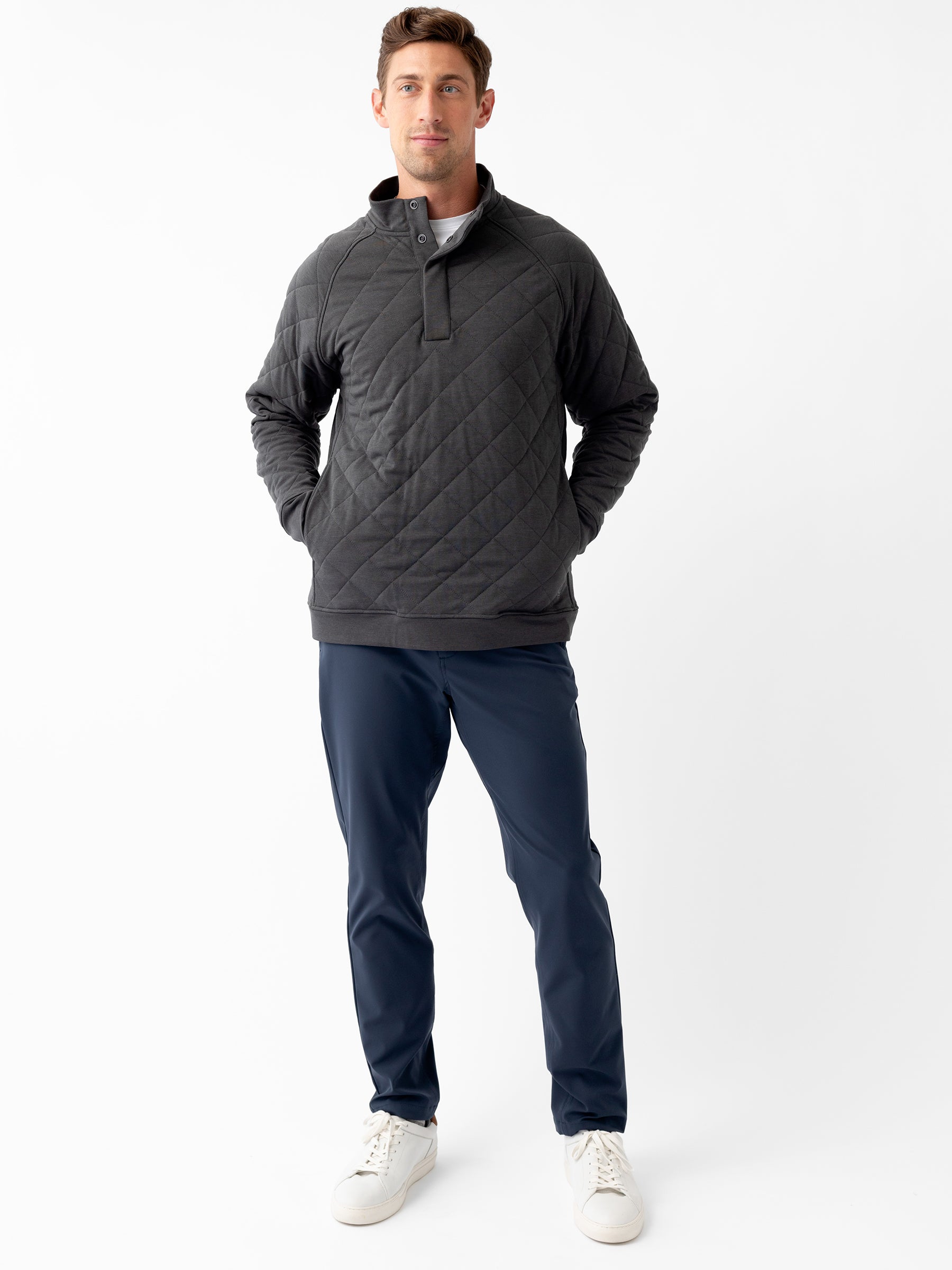 Men's Brushed Bamboo Quilted Snap Pullover - Image 3