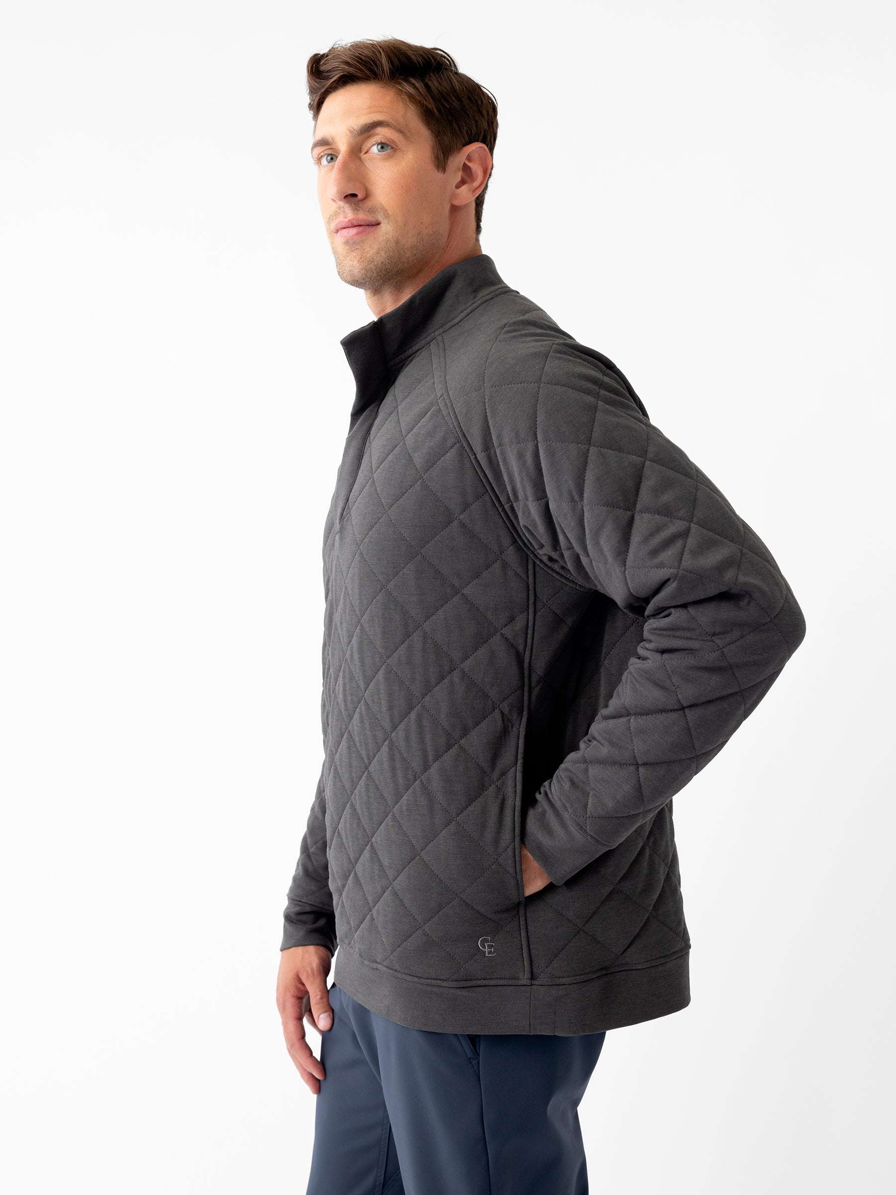 Men's Brushed Bamboo Quilted Snap Pullover - Image 2