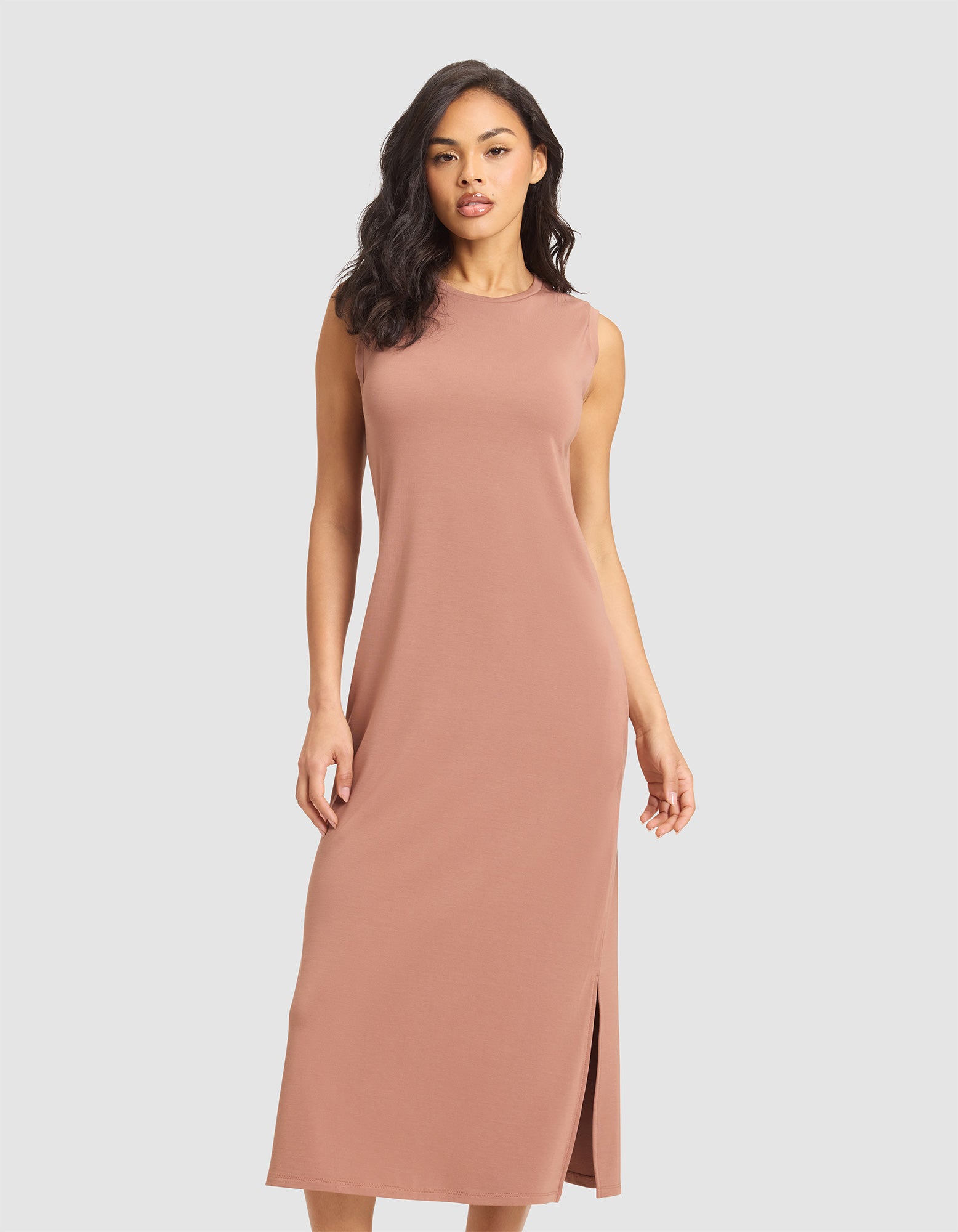 Women's Brushed Bamboo Sleeveless Midi Dress - Image 4