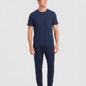 Men's Bamboo Stretch-Knit Short Sleeve Tee & Pant Pajama Set
