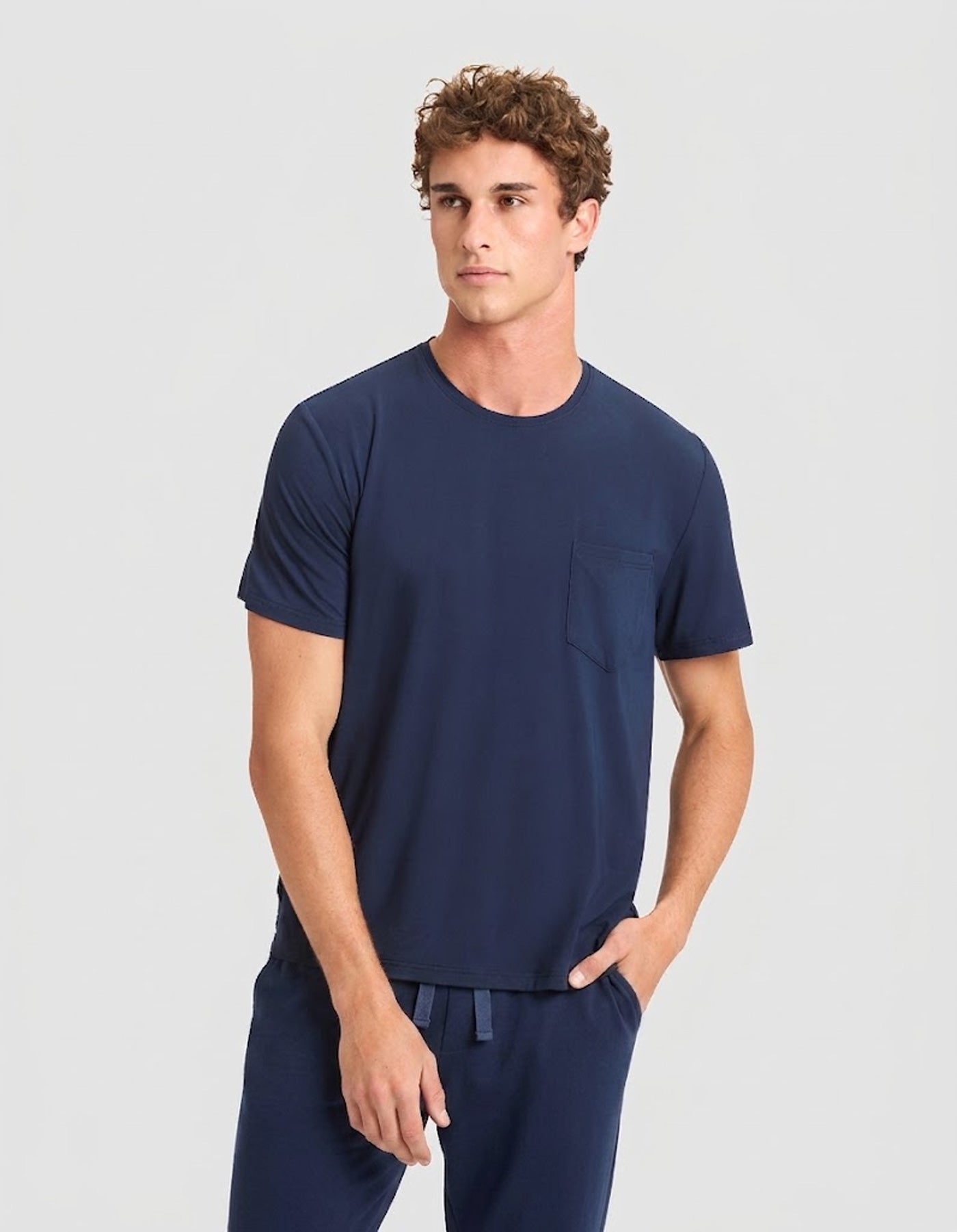 Men's Bamboo Stretch-Knit Short Sleeve Tee & Pant Pajama Set - Image 2