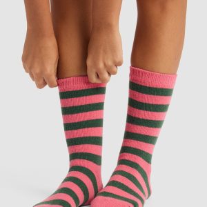Striped Plush Lounge Calf Sock