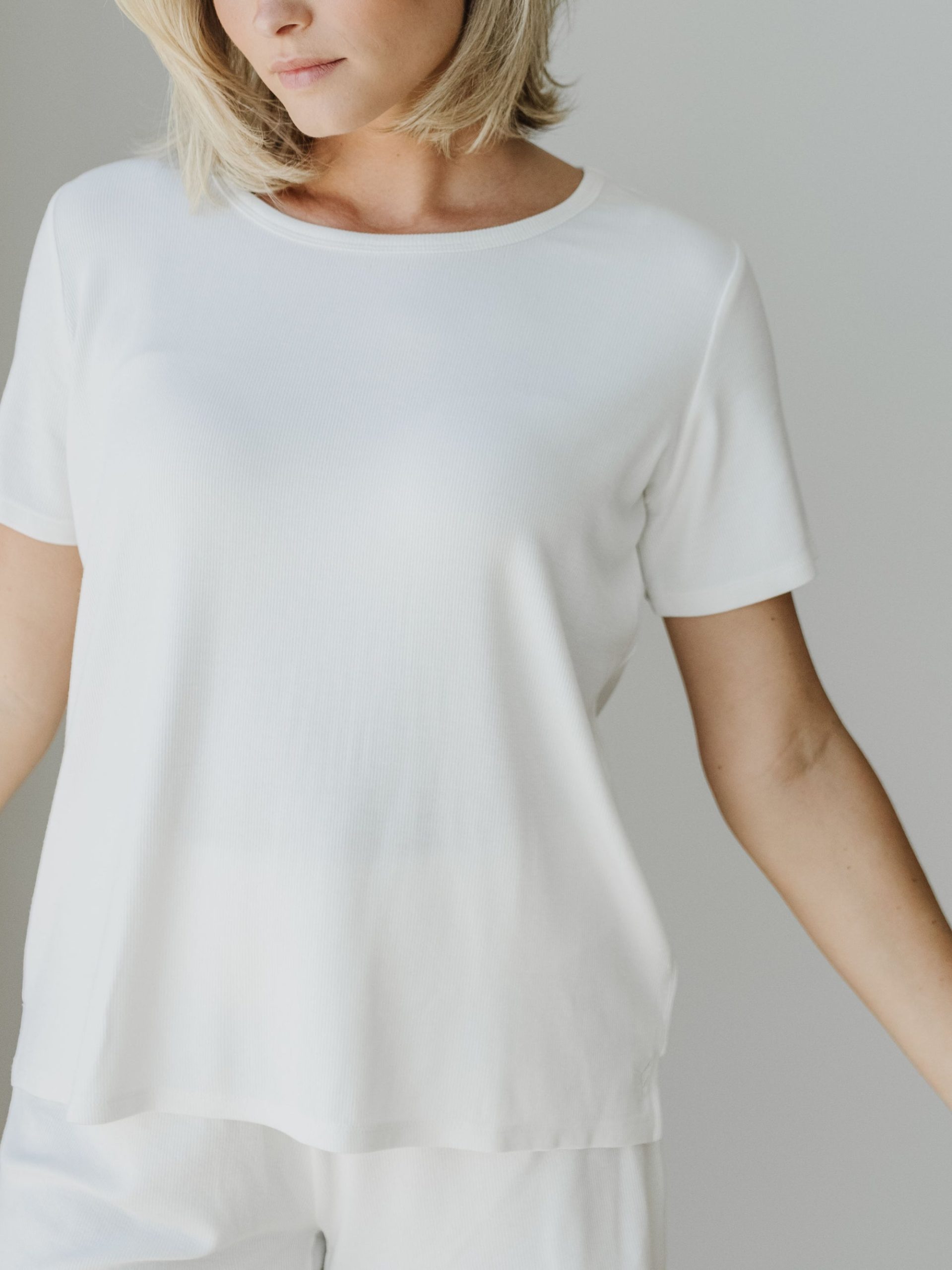 Women’s Bamboo Rib-Knit Short Sleeve Lounge Top - Image 4