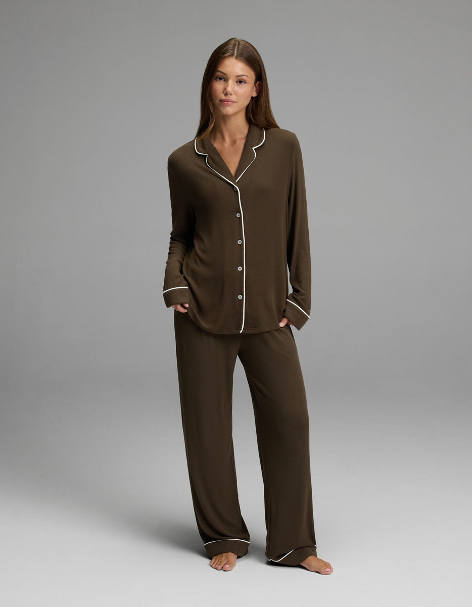 Women's Bamboo Rib-Knit Classic Long Sleeve Pajama Top - Image 3