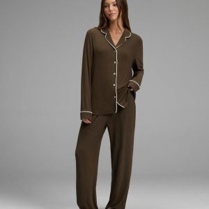 Women's Bamboo Rib-Knit Classic Long Sleeve Pajama Set
