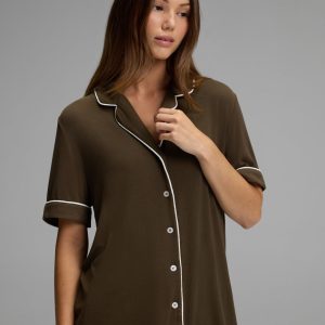 Women's Bamboo Rib-Knit Classic Short Sleeve Pajama Top