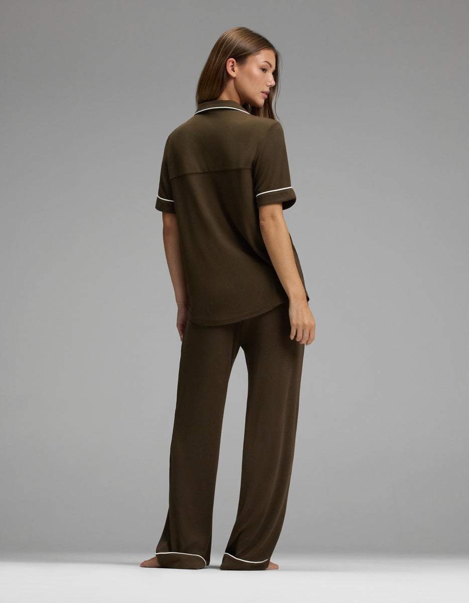 Women's Bamboo Rib-Knit Classic Short Sleeve & Pant Pajama Set - Image 2