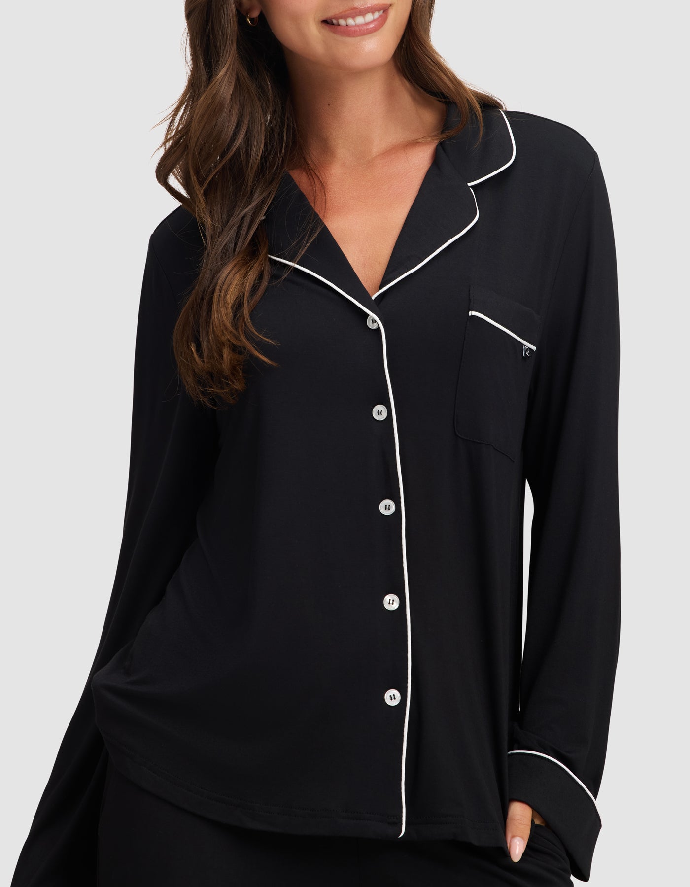 Women's Bamboo Stretch-Knit Long Sleeve Pajama Top TALL - Image 3