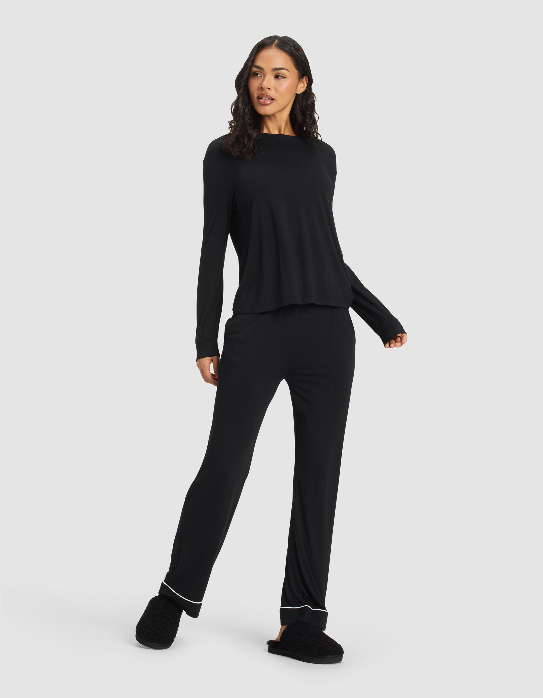 Women's Bamboo Stretch-Knit Long Sleeve Lounge Tee - Image 3
