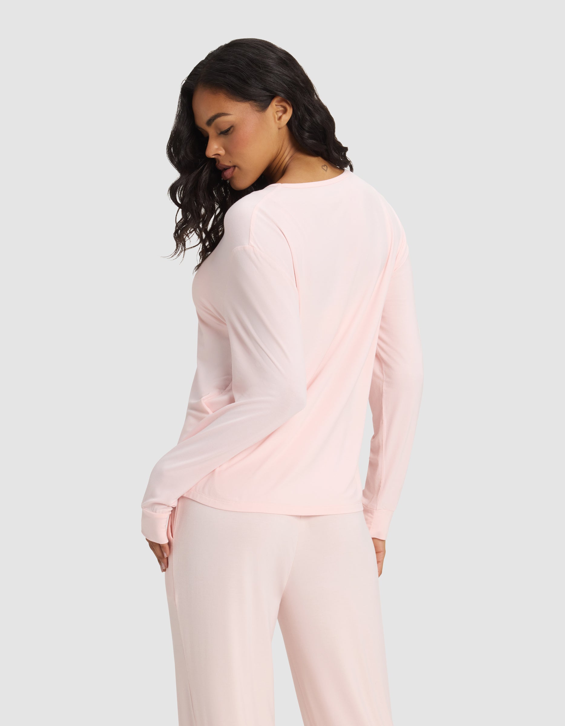 Women's Bamboo Stretch-Knit Long Sleeve Lounge Tee & Pant Set - Image 3