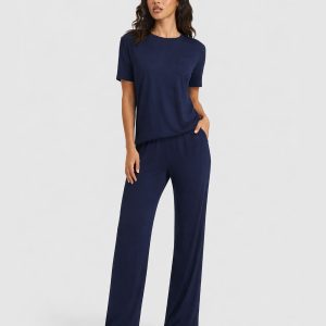 Women's Bamboo Stretch-Knit Lounge Tee & Pants Set