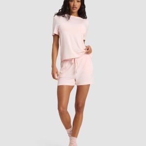 Women's Bamboo Stretch-Knit Lounge Tee & Shorts Set