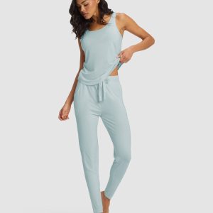 Women's Bamboo Stretch-Knit Tank & Tapered Pant Set