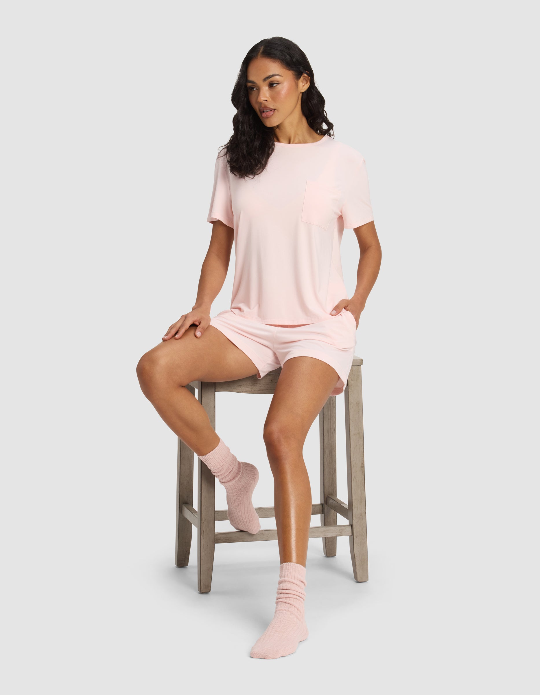 Women's Bamboo Stretch-Knit Lounge Tee & Shorts Set - Image 2