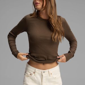 Women's Fine Ribbed Long Sleeve Tee